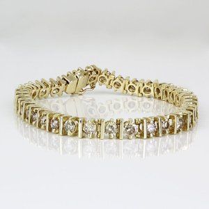 14k Yellow Gold 7-Carat Champagne Diamond Tennis Bracelet Anniversary Gift